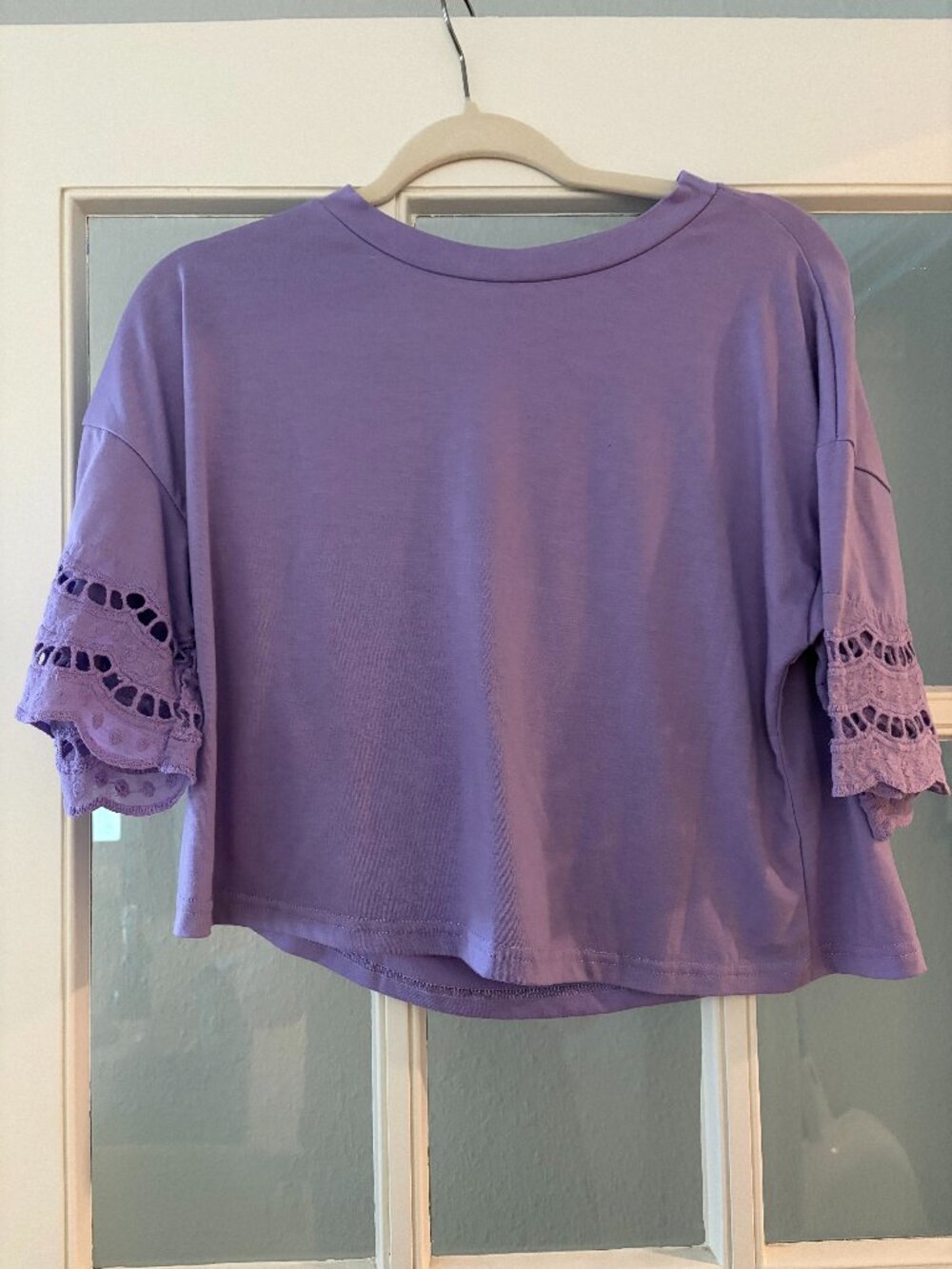 Lavender Scalloped Sleeve T Shirt